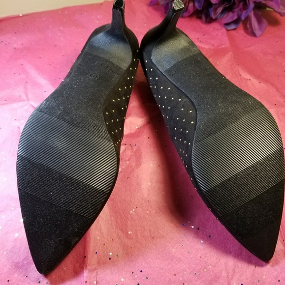 Old Navy Black suede Heels with gold studs - Picture 6 of 6